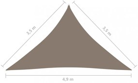 tópszínű háromszögű oxford-szövet napvitorla 3,5 x 3,5 x 4,9 m