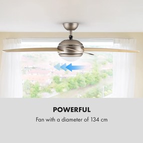 Bolero, 55W, mennyezeti ventilátor lámpával, 134cm, juharfa karok, távirányító