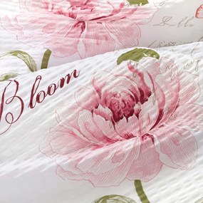 Goldea krepp ágyneműhuzat duo - pünkösdirózsa mintás, púderrózsaszín hátoldal 140 x 200 és 70 x 90 cm