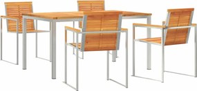 vidaXL Kert étkező szett 5 pcs Barna Tömör Akácfa