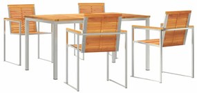 vidaXL Kert étkező szett 5 pcs Barna Tömör Akácfa