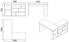 Design sarok íróasztal Daisy fenyő