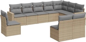 vidaXL 10 részes bézs polyrattan kerti ülőgarnitúra párnával