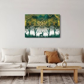 Kép - Szarvas a zöld erdőben (90x60 cm)