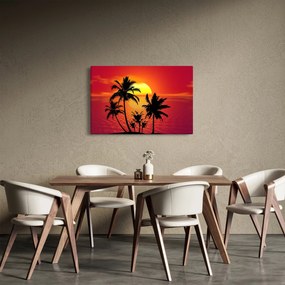 Egy sziget sziluettjének képe pálmafákkal (90x60 cm)
