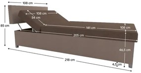 Kárpitozott heverő állítható fekvőrésszel és tárolóhellyel DALLAS 108x205 cm barna/sötétbarna
