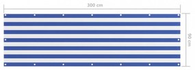 fehér-kék oxford-szövet erkélyparaván 90 x 300 cm