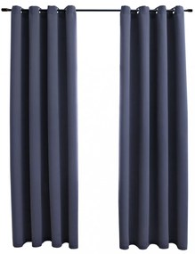 2 db antracitszürke sötétítőfüggöny fémgyűrűkkel 140 x 225 cm