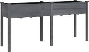 vidaXL szürke tömör fenyőfa kerti ültetőláda béléssel 161x45x76 cm