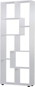 HOMCOM Modern Függőleges Könyvespolc 8 Polccal E1 Forgácslap 70x24x178cm Fehér | Aosom