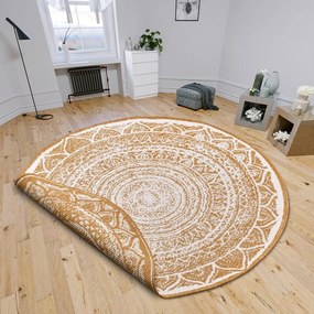 Okkersárga-fehér kerek kültéri szőnyeg ø 140 cm Siruma – NORTHRUGS