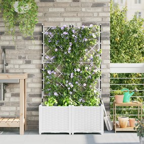 rácsos kert cserép 2 db Fehér 80x40x143 cm
