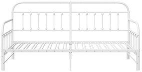 Nappaliágy Fém Trundle ágyneműtartóval Fehér 90x200 cm