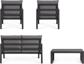 Antracitszürke alumínium négyszemélyes kerti lounge szett Hilde – Bizzotto