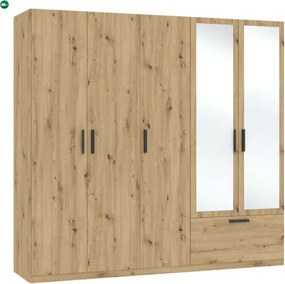 LITA WARDROBE 5D1S ARTISAN OAK WITH MIRROR