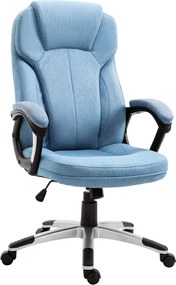 Vinsetto Irodai Szék Számítógépes Szék Forgószék Magasságállítható Rázkódási Funkció Fejtámlával és Párnázott Karfával Ergonomikus Világoskék Vászon 6