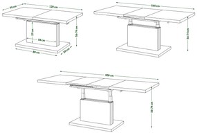 Mazzoni ASTON Fekete Matt - MODERN DOHÁNYZÓASZTAL NYITHATÓ/MAGASÍTHATÓ ÉTKEZŐASZTAL ÉS DOHÁNYZÓASZTAL EGYBEN