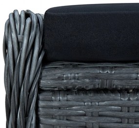 sötétszürke dönthető polyrattan kerti szék lábzsámollyal