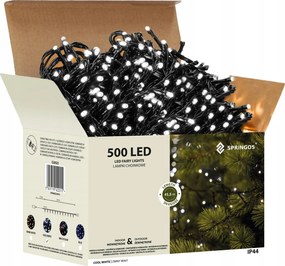 Karácsonyfa Fényfüzér 500LED Kültéri Hideg Fehér 40m Világítás