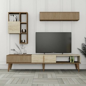 Milan Walnut and Travertine TV fal