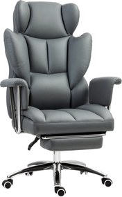 HOMCOM Irodai Szék Relaxáló Funkcióval, Ergonomikus Íróasztali Szék, Magasságban Állítható Forgószék Lábpihentővel, Párnázott, 120 kg Teherbírásig, Ir