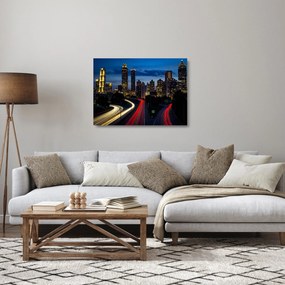 Kép - Éjszakai város (üvegen) (70x50 cm)