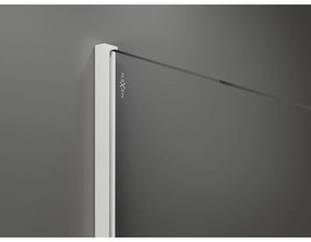 Mexen Kioto+, Walk-In zuhanyparaván polccal és akasztóval 90 x 200 cm, 8 mm átlátszó üveg fehér mintás, fehér profil, 800-090-121-20-85