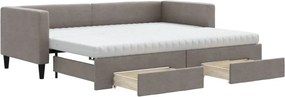 vidaXL tópszínű kihúzható bársonyheverő fiókokkal 80 x 200 cm