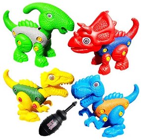 Rirool 4 Darabos Szétszedhető Dinoszaurusz Játék Szett Játék Szerelő Készlet Csavarhúzóval a legjobb ajándék 3-7 éves fiúknak és lányoknak