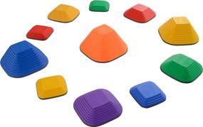 AIYAPLAY Egyensúlyi Kő, 11 darabos Négyzet alakú Balanszkő készlet, Rakható és Csúszásmentes Kő, 80 kg Teherbíró képességgel, Lépcsőkövek 3-8 éves gye