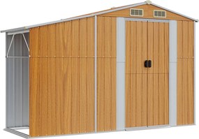 vidaXL barna horganyzott acél kerti fészer 277x93x179 cm