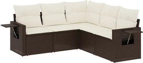 vidaXL 5 részes barna polyrattan kerti ülőgarnitúra párnával
