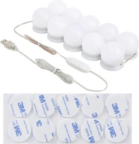 Kozmetikai asztal LED világítással és tükörrel fehér