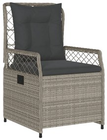 3részes világosszürke polyrattan kerti étkezőgarnitúra párnával