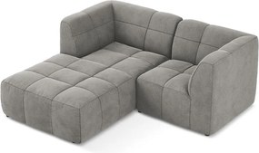 Szürke bársony sarokkanapé (bal oldali-heverő résszel) Aloha – Makamii