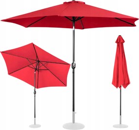 Nagy Kerek Kerti Erkély Esernyő Dönthető Forgattyúval Átm.300Cm Bordó