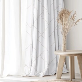 Goldea pamut függöny - geometriai vonalak fehéren 140x150 cm