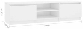 magasfényű fehér szerelt fa TV-szekrény 140 x 40 x 35,5 cm