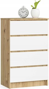 Komód szekrény K60 4 fiókos artisan-fehér Akd
