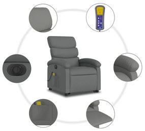 sötétszürke szövet dönthető elektromos álló masszázsfotel