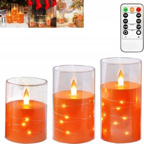 3X Gyertya Led Lánc Láng Effekt Gyertya Utántöltő Öko Szett