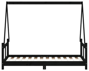 fekete tömör fenyőfa gyerekágykeret 80 x 160 cm