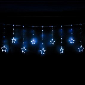 Kültéri fényfüggöny Stars, 200x60cm, LED, hidegfehér, időzítő, 8 funkció, elemes, 200 cm