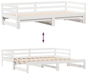 fehér kihúzható heverő fiókokkal matrac nélkül 80 x 200 cm