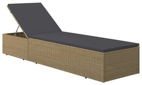 Barna és sötétszürke polyrattan napozóágy