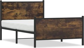 vidaXL füstös tölgy színű fém ágykeret matrac nélkül 107 x 203 cm