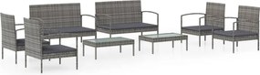 vidaXL 8 részes szürke polyrattan kerti bútorszett párnákkal