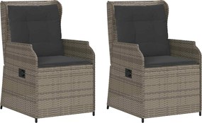 vidaXL Kerti pad 2 pcs Szürke polirattan