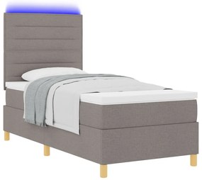 Box Spring Ágy Matraccal és LED-del Topszín 80x200 cm Szövet