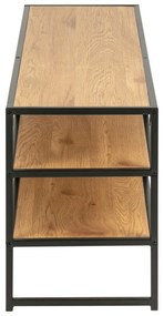 Fekete-natúr színű TV-állvány tölgyfa dekorral 120x46 cm Seaford – Actona